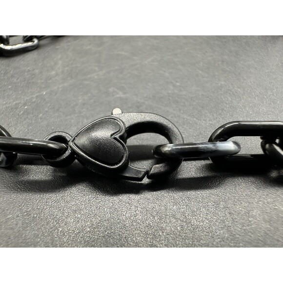 Acrylic Cable Link Chain Fuchsia Pink Bear Pendant Necklace   18” Long Black - Picture 7 of 9